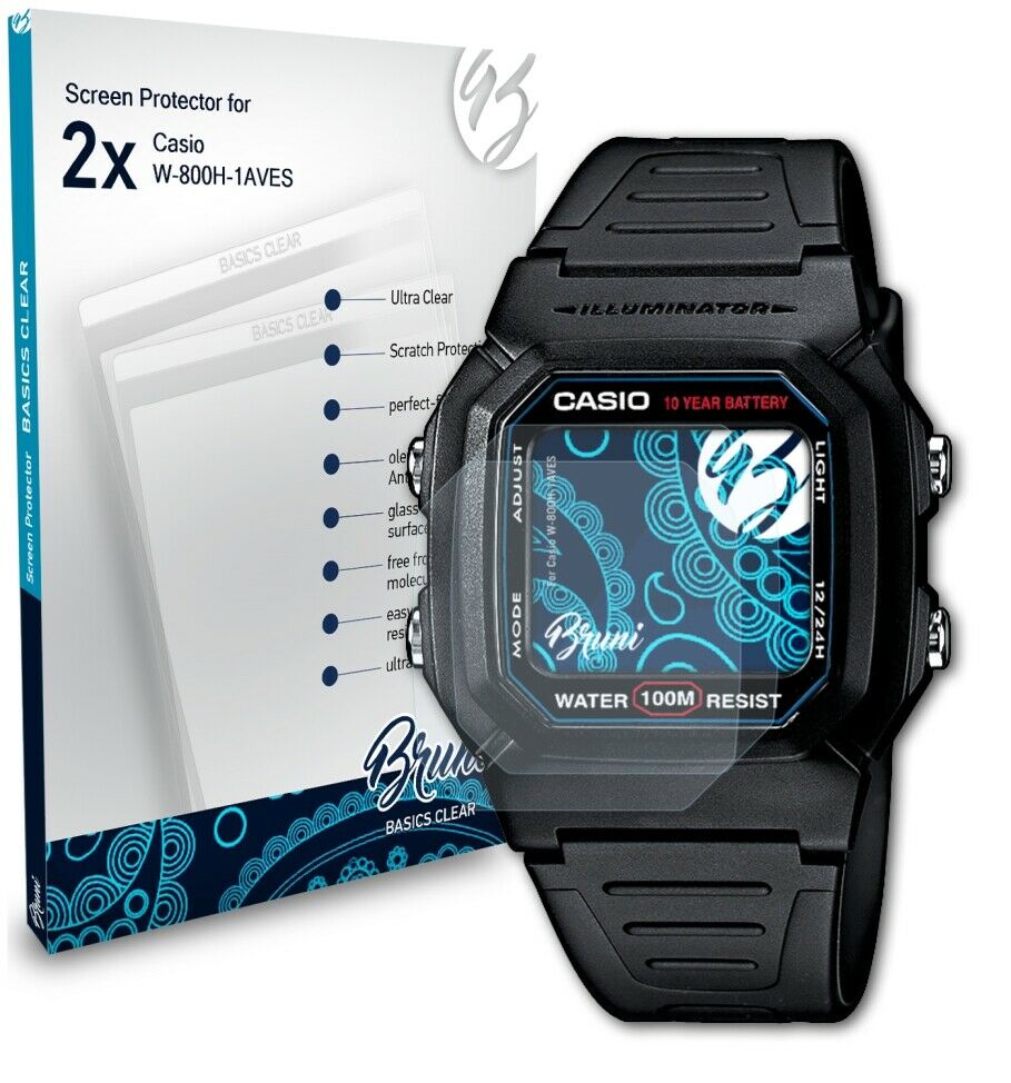 Bruni 2x Protective Film for Casio W-800H-1AVES Screen Protector