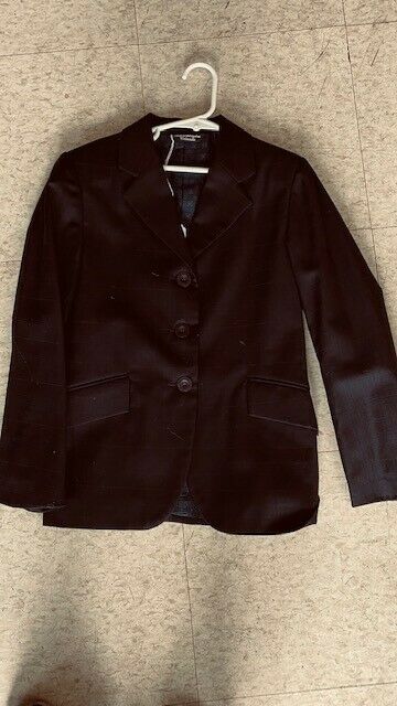 Elite Black Windowpane Youth Hunt  Competition Coat Size 10r Made In Canada Vgc