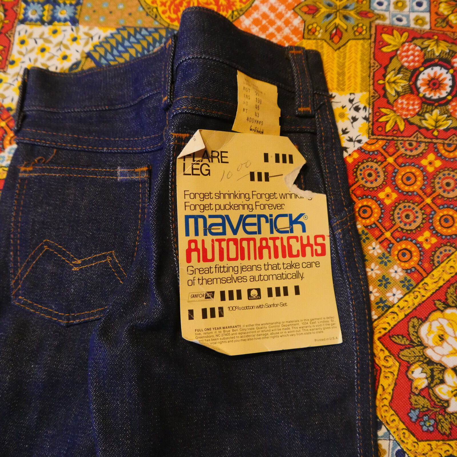 Vintage Deadstock Bell Bottom Jeans - Maverick Size 6 Made In Usa Kids Children
