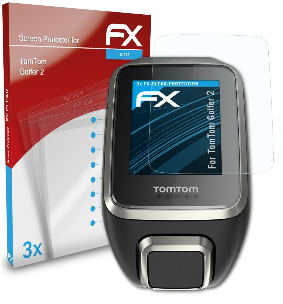atFoliX 3x Screen Protection Film for TomTom Golfer 2 Screen Protector clear