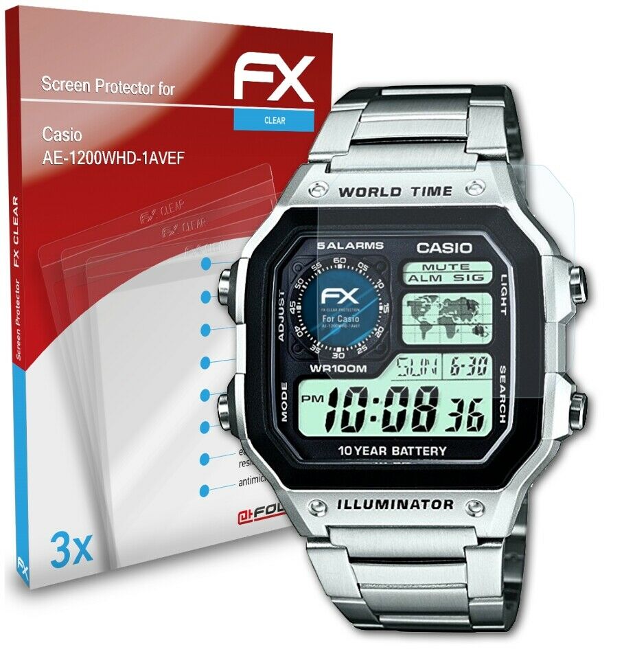 atFoliX 3x Screen Protector for Casio AE-1200WHD-1AVEF clear