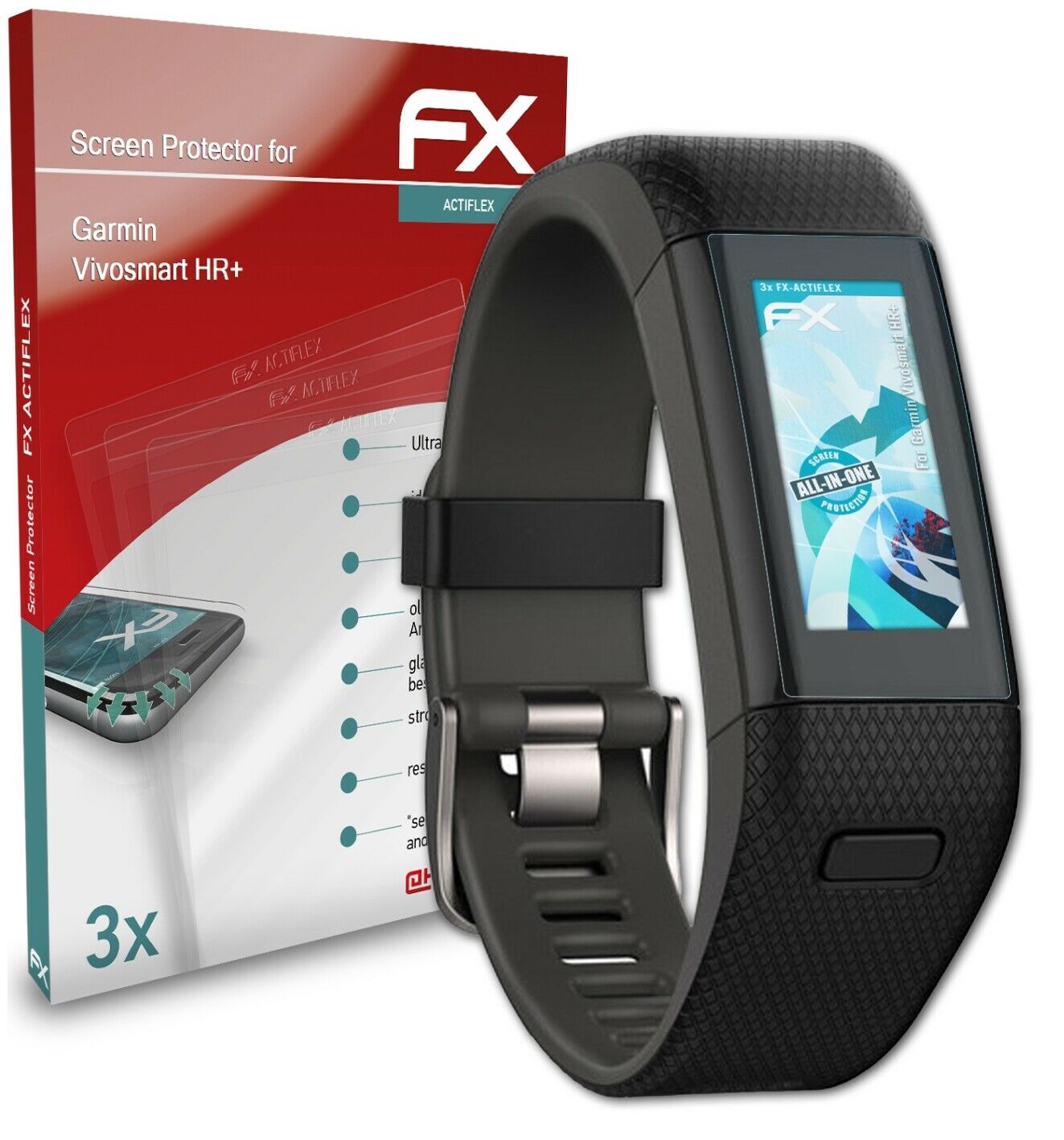 atFoliX 3x Protective Film for Garmin Vivosmart HR+ clear&flexible