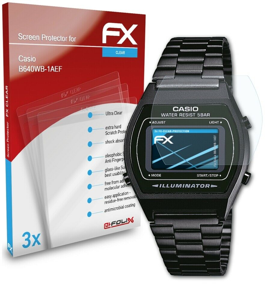 atFoliX 3x Screen Protection Film for Casio B640WB-1AEF Screen Protector clear