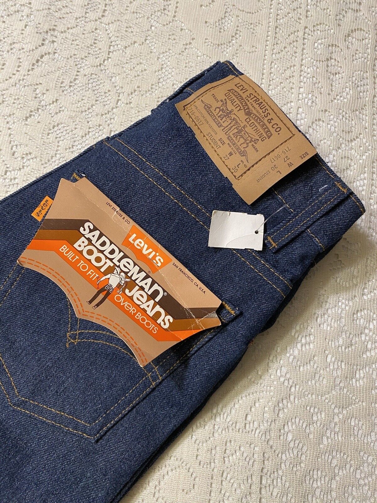 Vintage 1970's 1980's Youth Student Deadstock Nos Levi's Orange Tab Jeans
