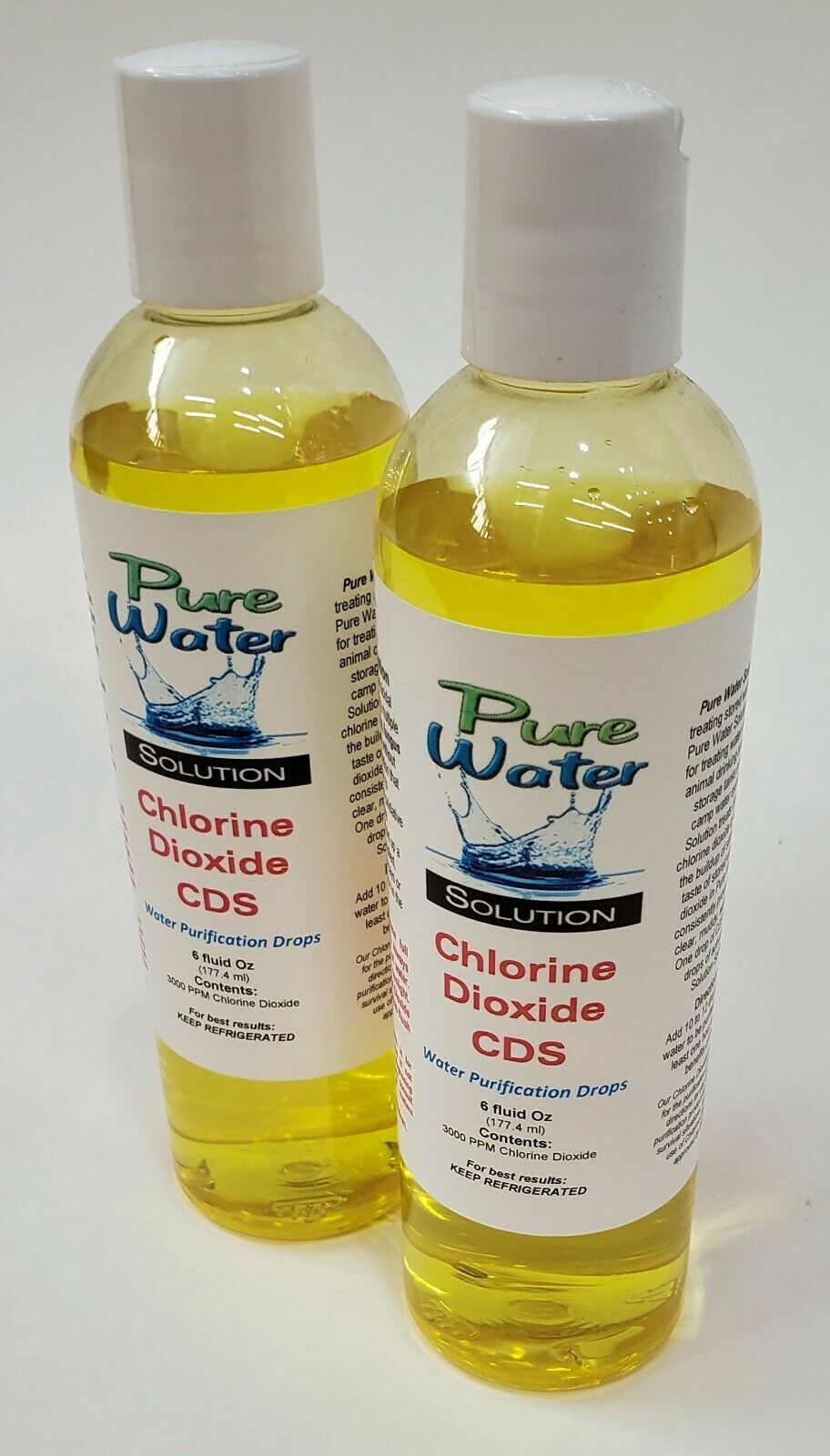 Water Purification Solution  2x - 6oz bottles 360ml Cloro Dióxido 3000ppm of CDS