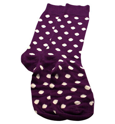 1 Pair Axe Men Custom High Socks Durable Fitted Cotton Purple White Polka Dots