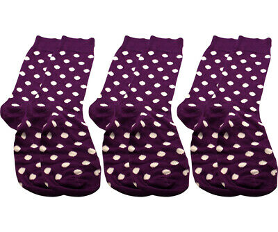 3 Pair Axe Men Custom High Socks Durable Fitted Cotton Purple White Polka Dots