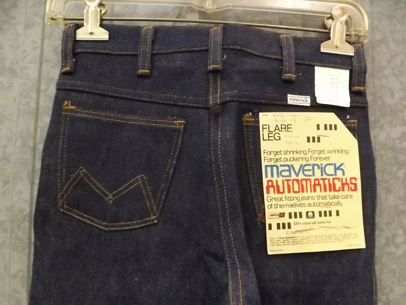 Vtg NEW Durable Maverick Western 100% Cotton Denim Jeans Flare Leg Boys 12 Reg