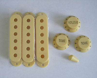 Vintage Cream St Knobs,st Pickup Covers And Switch Tip Fits Strat Guitars