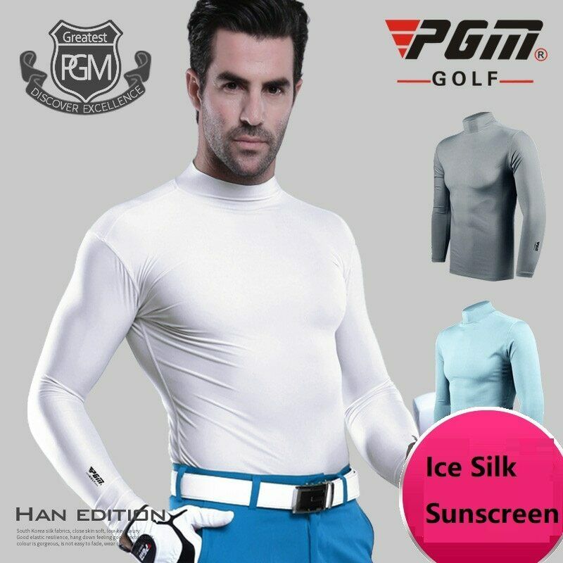 Pgm Men's Underwear Shirt Long Sleeve Golf Shirt Sun Uv Ice Silk Tshirts Cooling