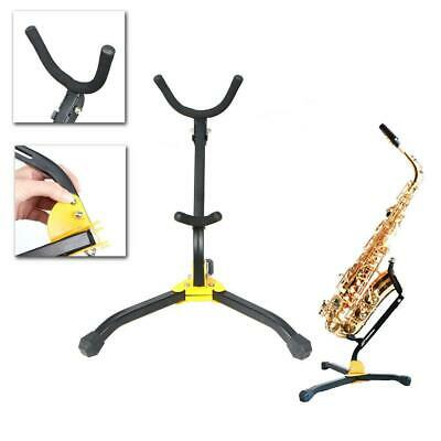 New Black Yellow Alto Saxophone Sax Stand Holder HighStrength Metal Foldable