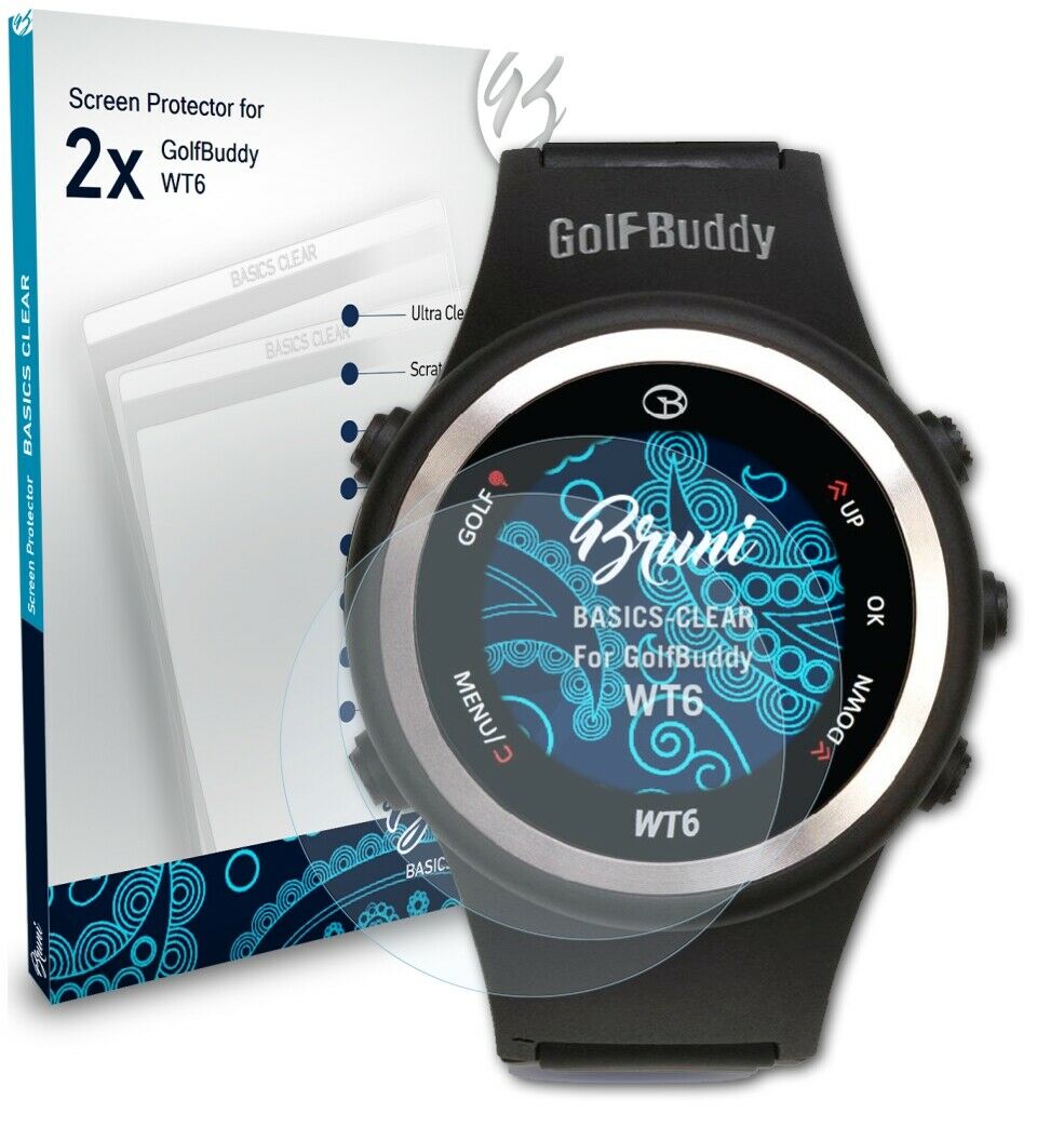 Bruni 2x Protective Film for GolfBuddy WT6 Screen Protector Screen Protection